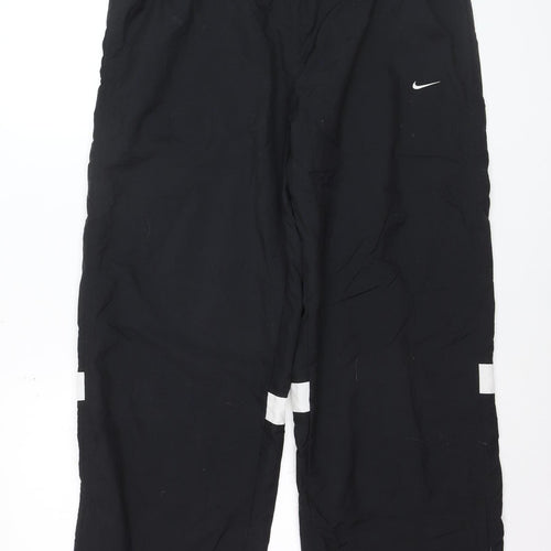 Nike Men's Black Track Pants Size L Elastic Waist Reflective Stripes