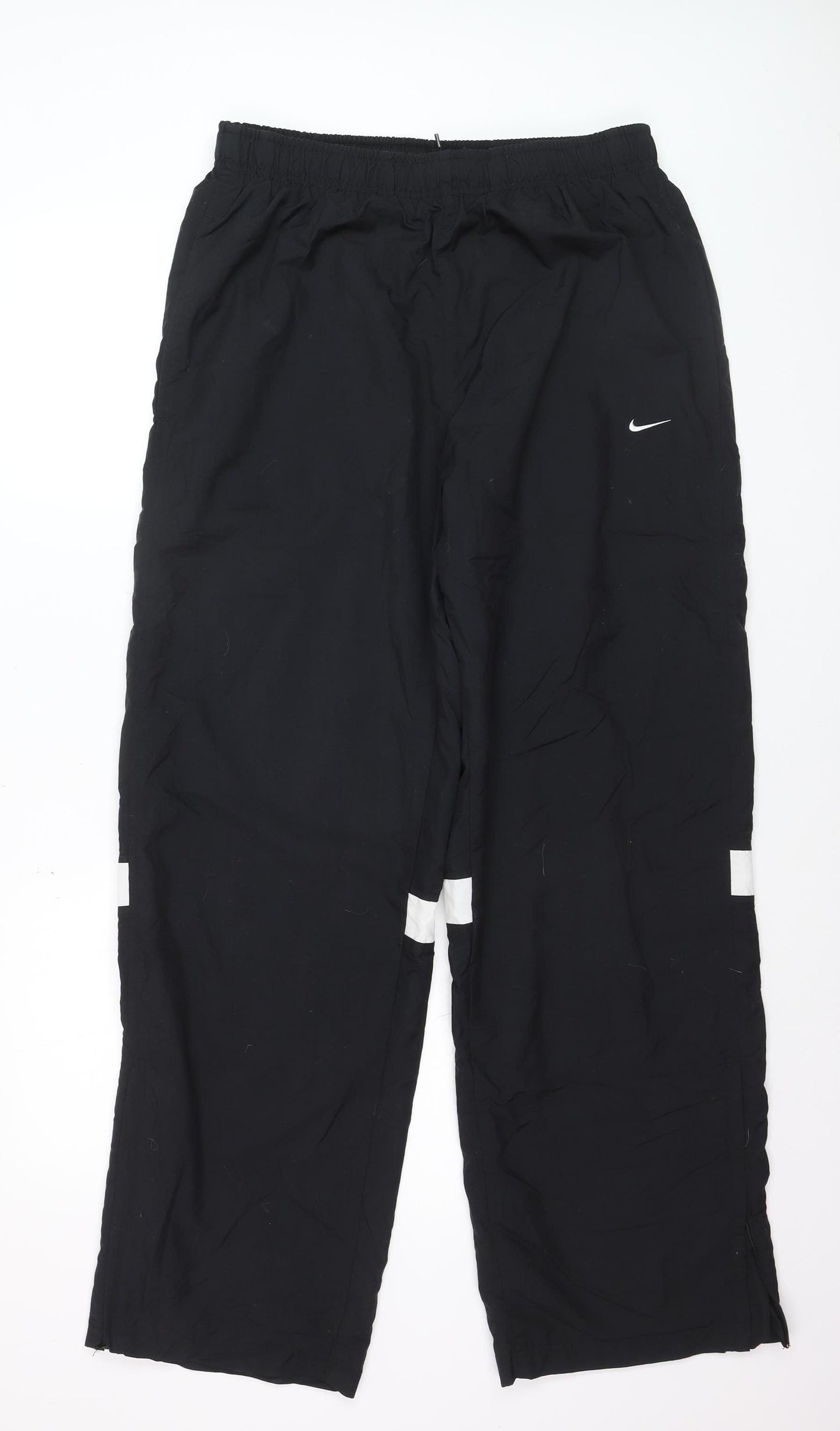 Nike Men's Black Track Pants Size L Elastic Waist Reflective Stripes