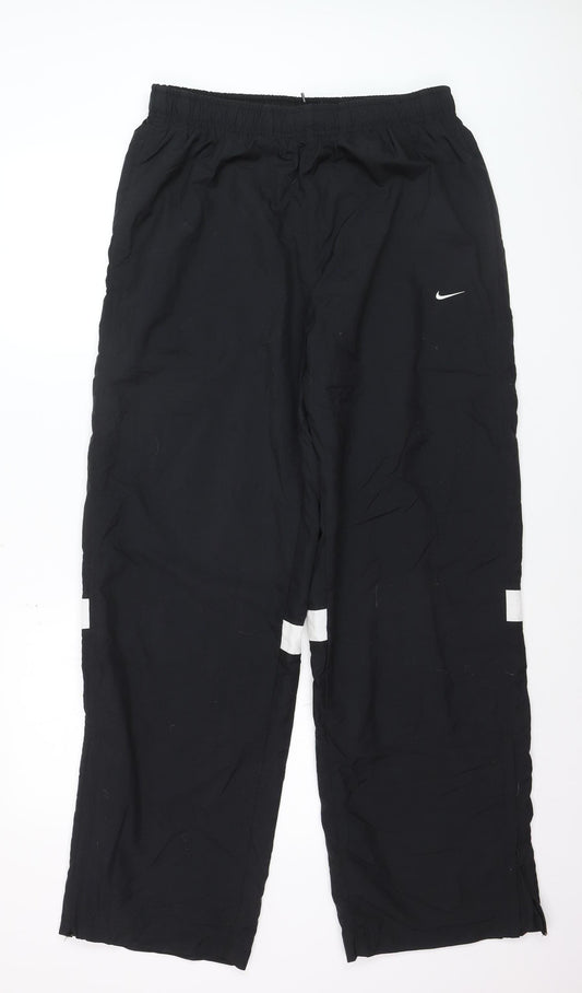 Nike Men's Black Track Pants Size L Elastic Waist Reflective Stripes