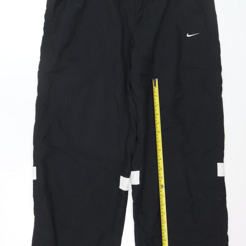 Nike Men's Black Track Pants Size L Elastic Waist Reflective Stripes