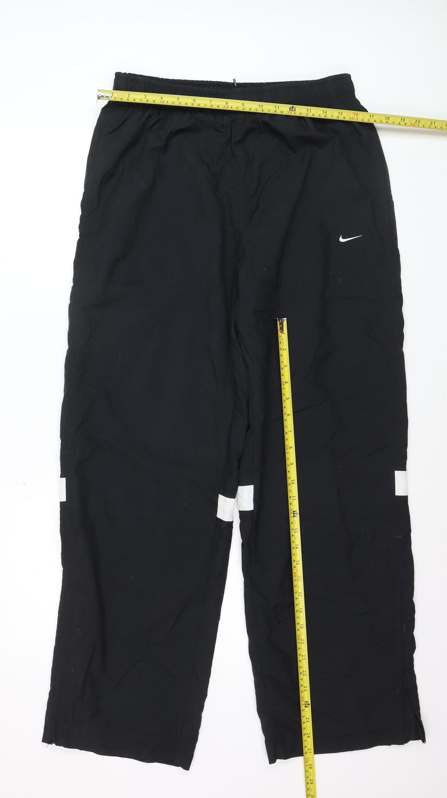 Nike Men's Black Track Pants Size L Elastic Waist Reflective Stripes