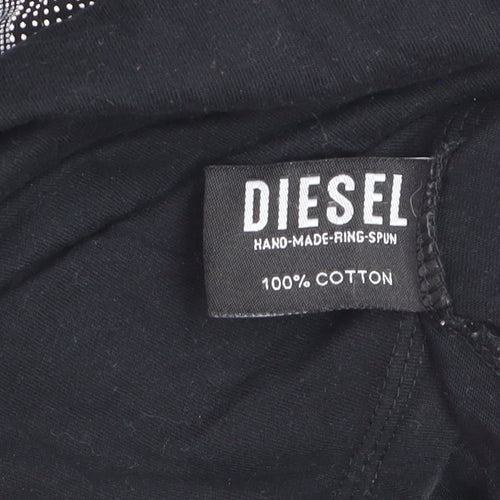 Diesel Men's Black XL Logo Colourblock Cotton Crew Neck T-Shirt