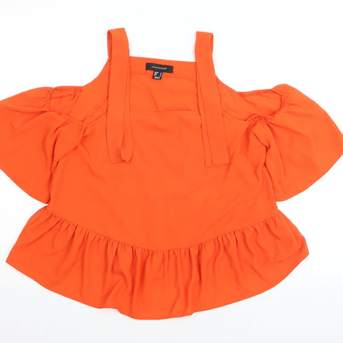 Atmosphere Women's Orange Cold Shoulder Ruffle Camisole Blouse Size 8