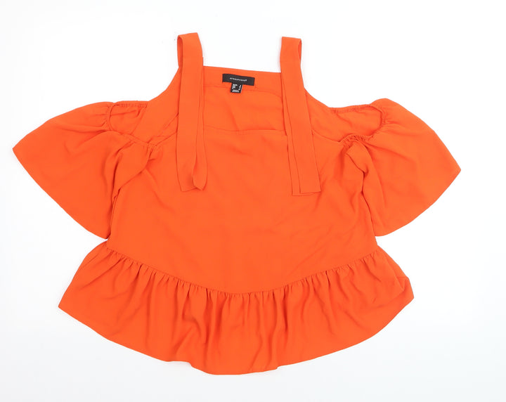 Atmosphere Women's Orange Cold Shoulder Ruffle Camisole Blouse Size 8