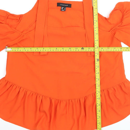 Atmosphere Women's Orange Cold Shoulder Ruffle Camisole Blouse Size 8