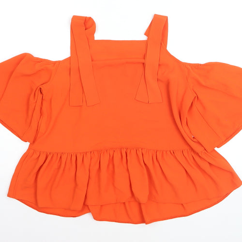 Atmosphere Women's Orange Cold Shoulder Ruffle Camisole Blouse Size 8