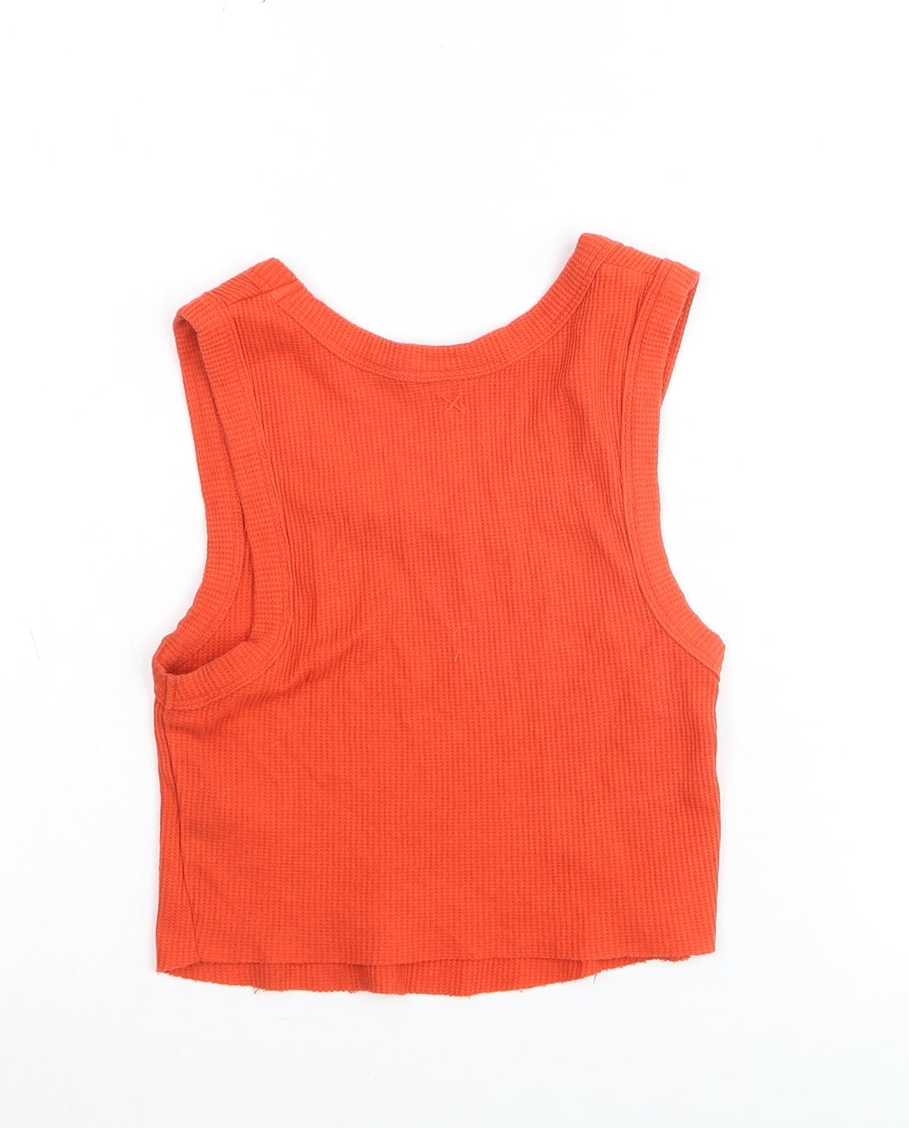 Collusion Womens Orange Cropped Ribbed Tank Top Size 8 Cotton Blend
