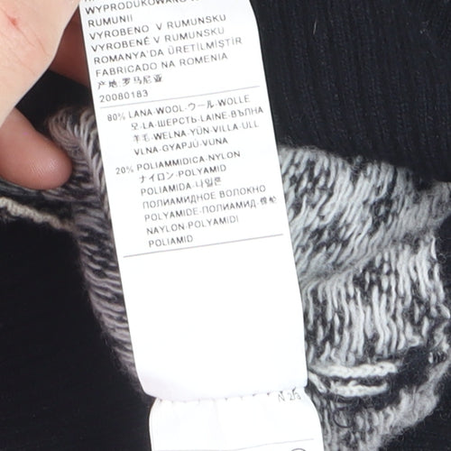 United Colors of Benetton Women's Black Wool Fair Isle Jumper S