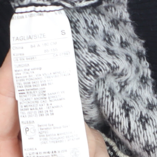 United Colors of Benetton Women's Black Wool Fair Isle Jumper S