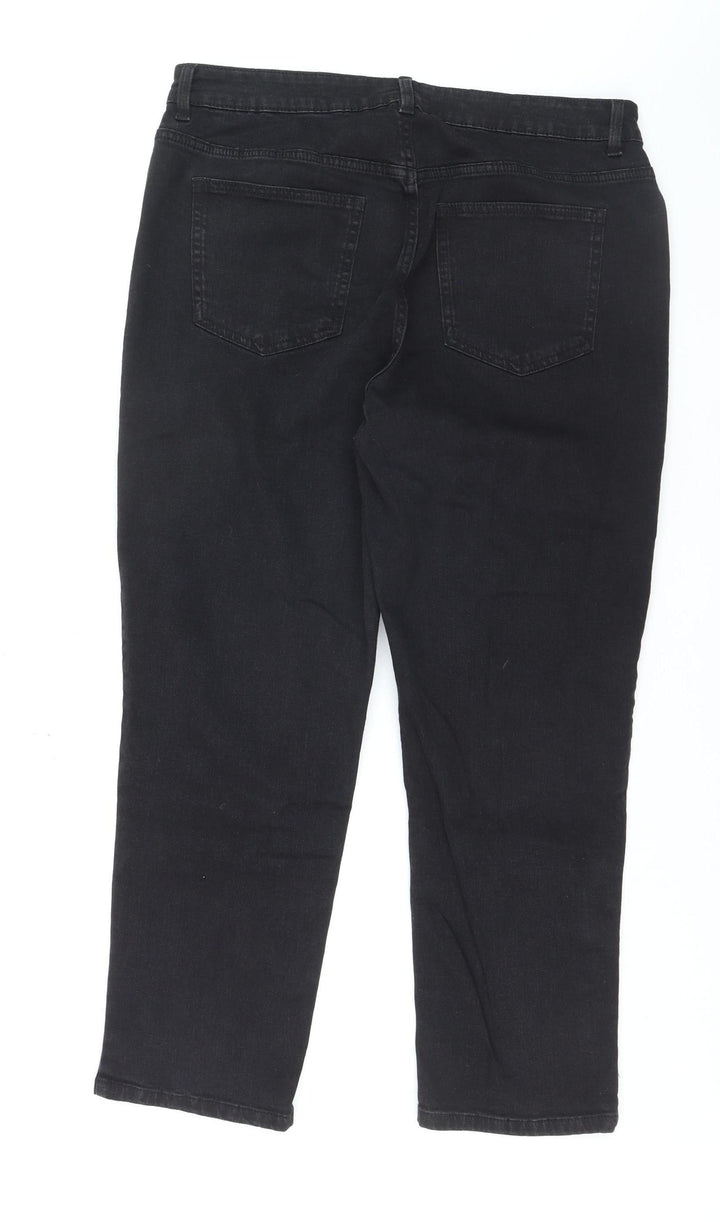 Dunnes Stores Women’s Black Mom Jeans Size 16 High Rise Stretch Denim