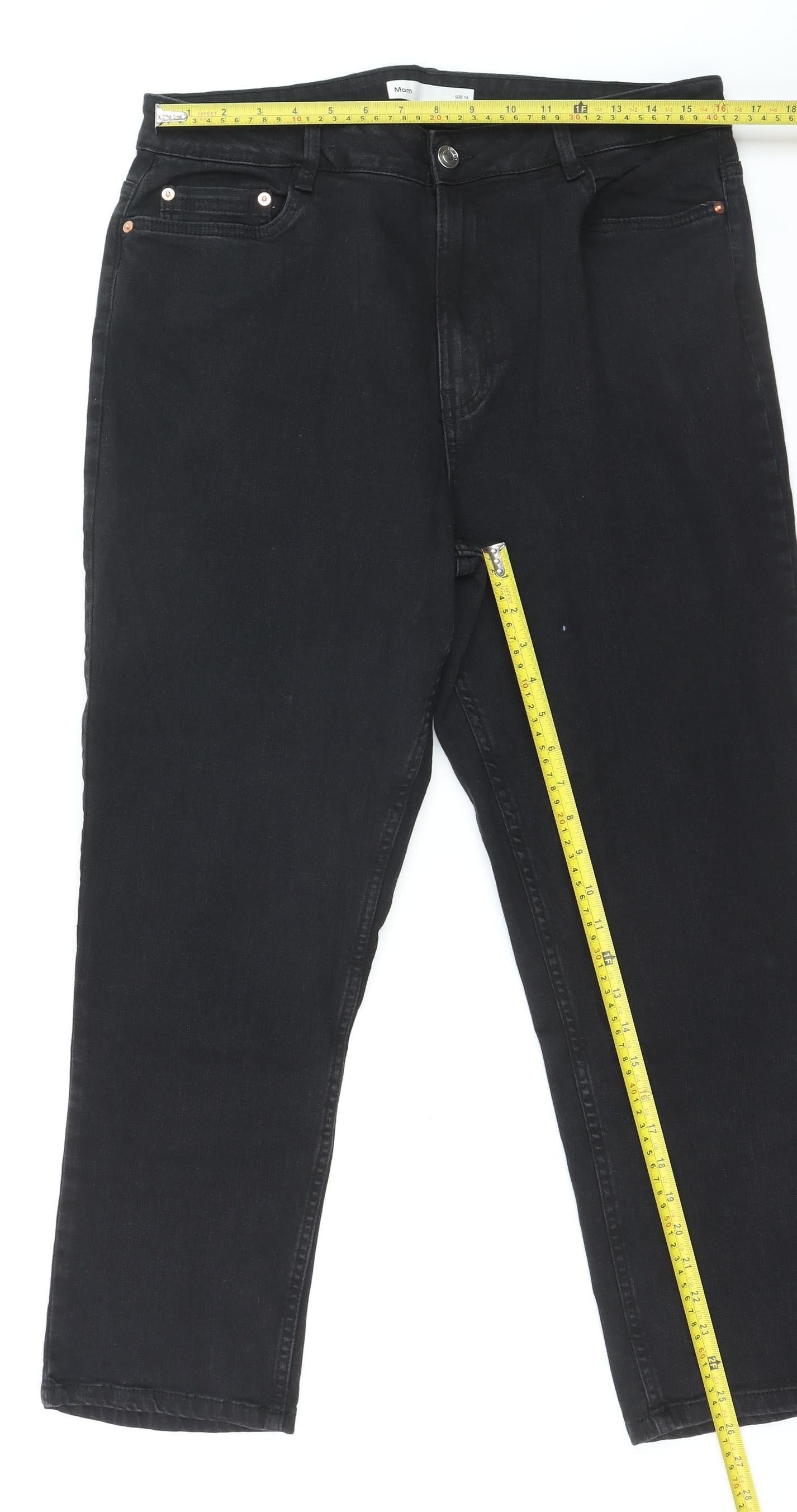 Dunnes Stores Women’s Black Mom Jeans Size 16 High Rise Stretch Denim