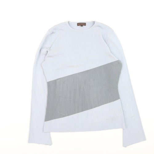 Adolfo Dominguez Women Grey Pullover Jumper Small Knit Long Sleeve
