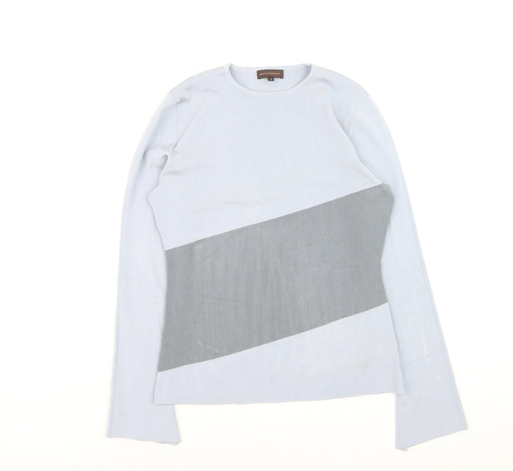 Adolfo Dominguez Women Grey Pullover Jumper Small Knit Long Sleeve