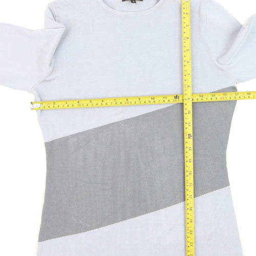 Adolfo Dominguez Women Grey Pullover Jumper Small Knit Long Sleeve