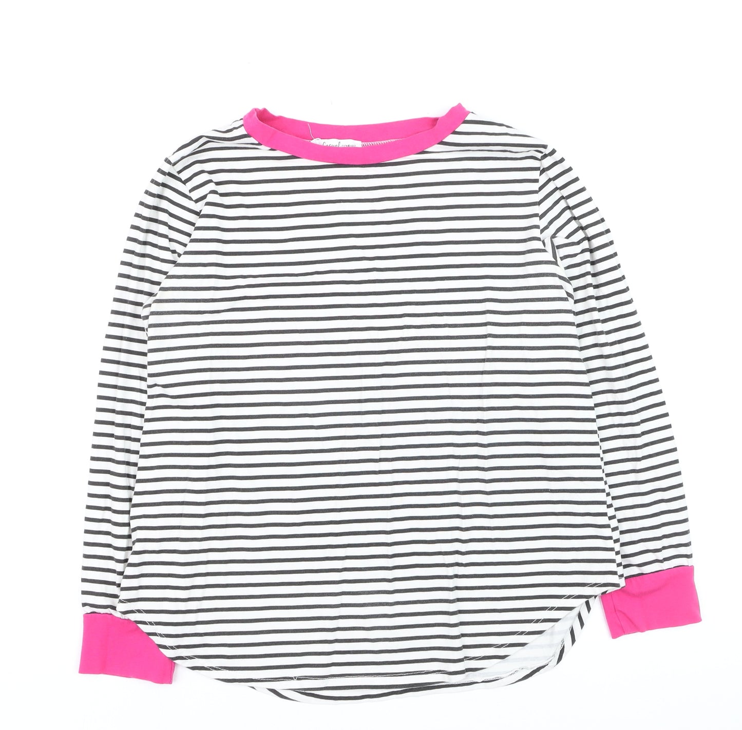 The Casual Company Women’s Multicoloured Striped Long Sleeve Cotton T-Shirt Size M