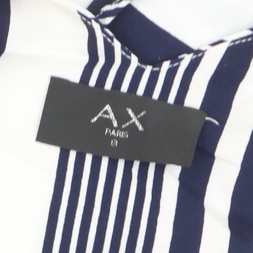 AX Paris Women’s Navy & White Striped Belted Jumpsuit Size 8 Summer Casual