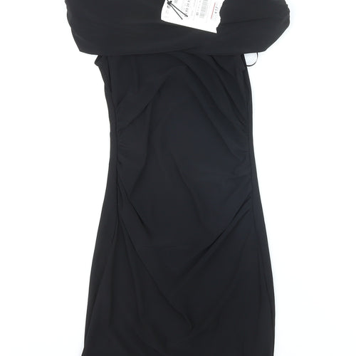 Pull&Bear Women’s Black Off Shoulder Bodycon Ruched Dress XS