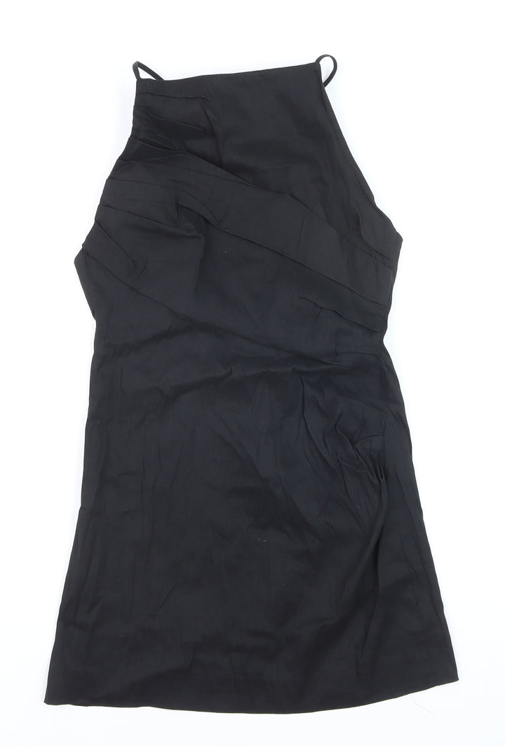 Zara Women Black Halter Bodycon Short Dress Size 12