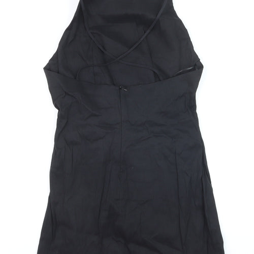 Zara Women Black Halter Bodycon Short Dress Size 12