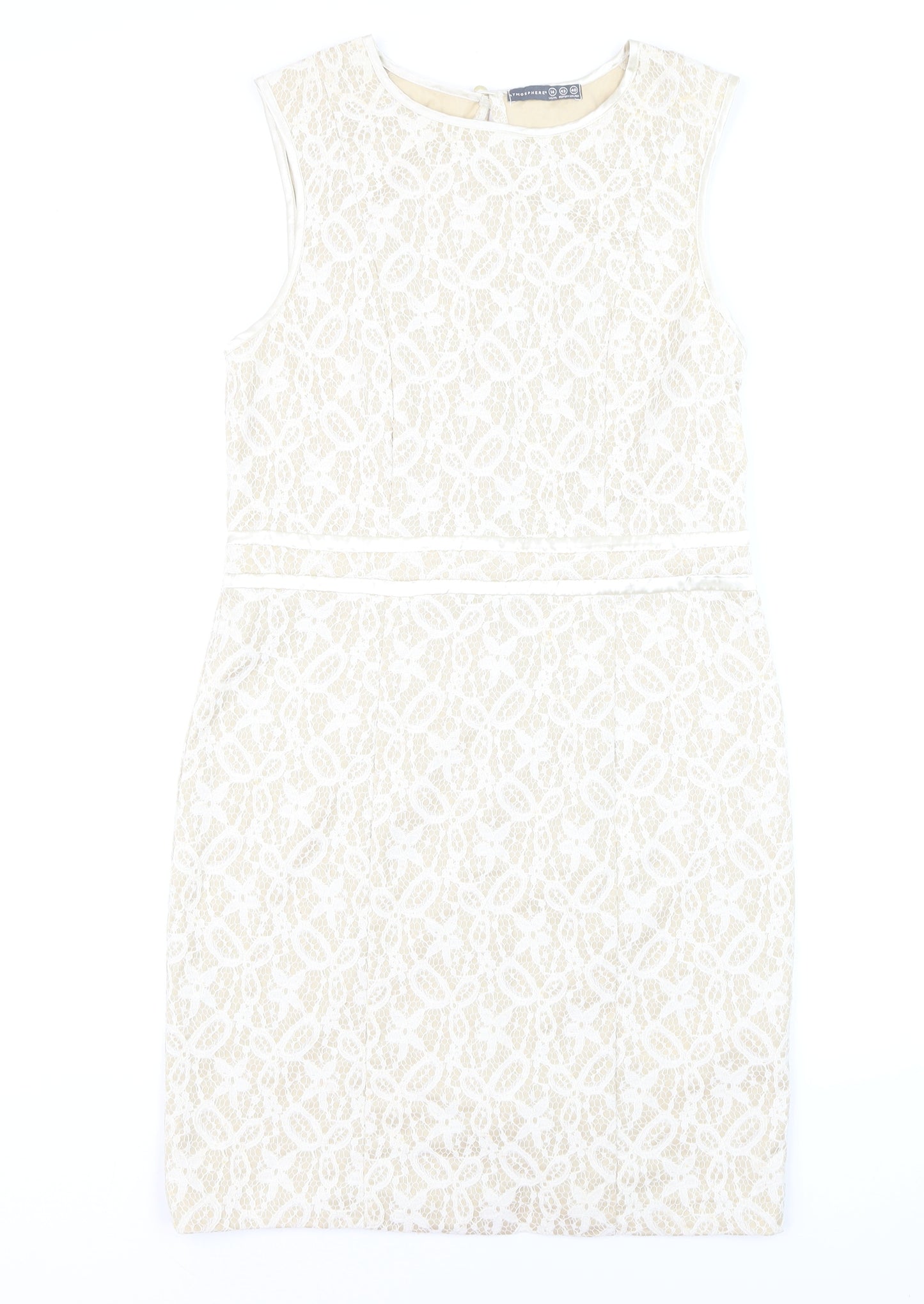 Atmosphere Women Beige Lace Sheath Dress Size 14