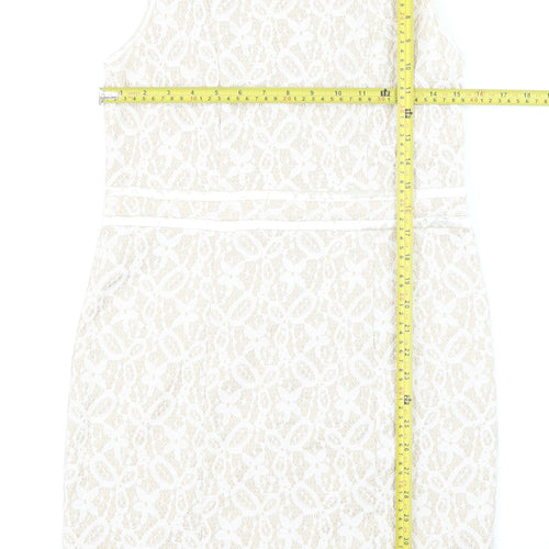 Atmosphere Women Beige Lace Sheath Dress Size 14