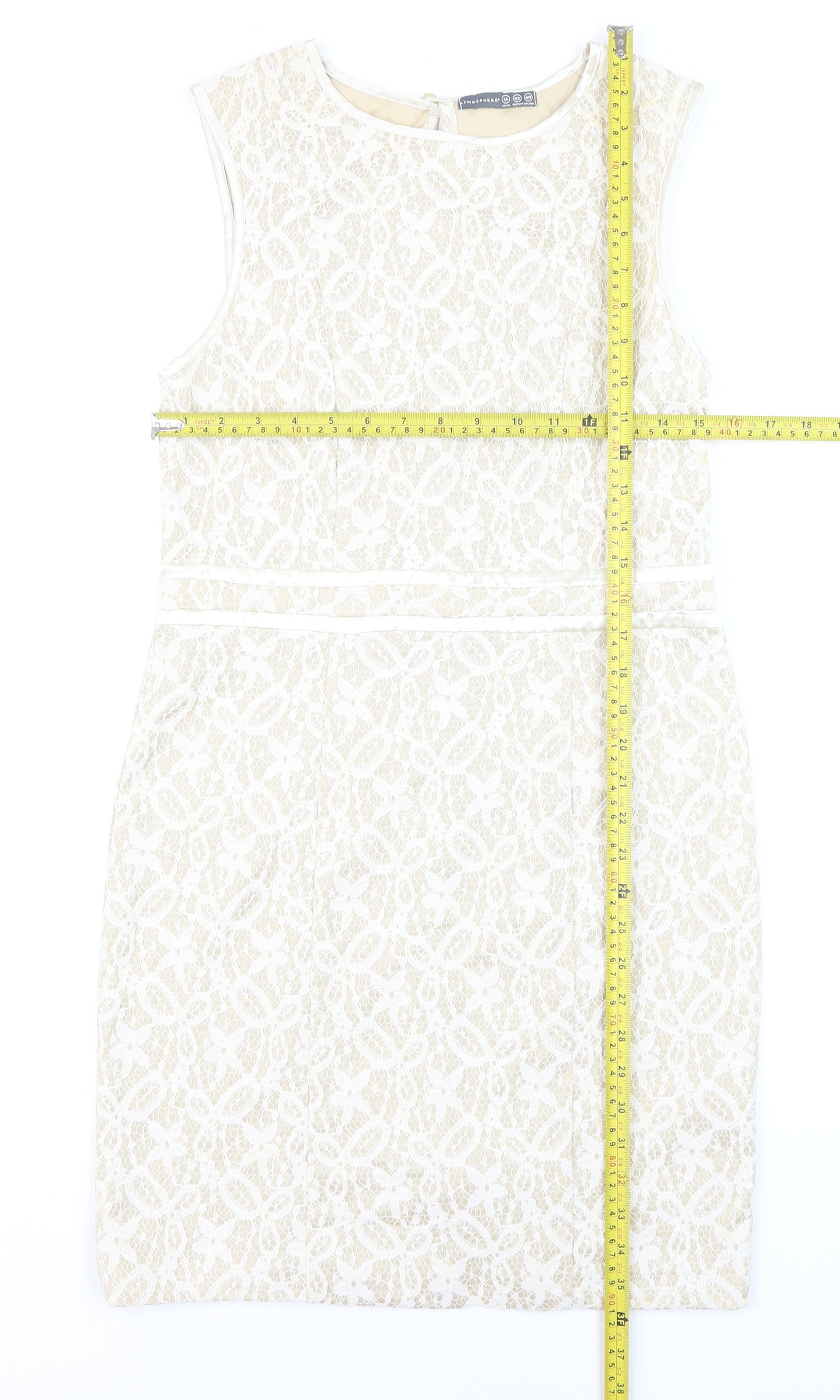 Atmosphere Women Beige Lace Sheath Dress Size 14