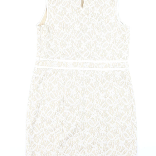 Atmosphere Women Beige Lace Sheath Dress Size 14
