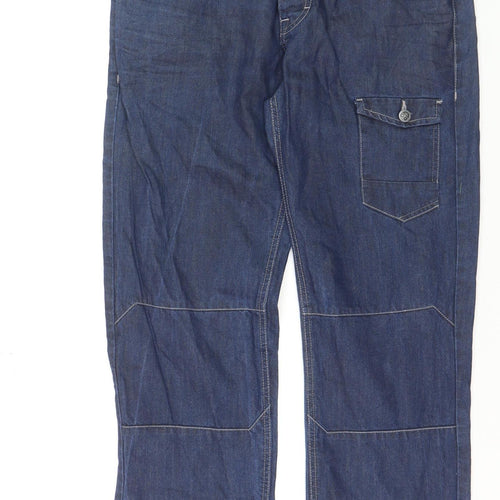Crafted Men's Blue Denim Straight Jeans 34R Regular Fit