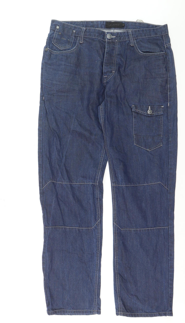 Crafted Men's Blue Denim Straight Jeans 34R Regular Fit