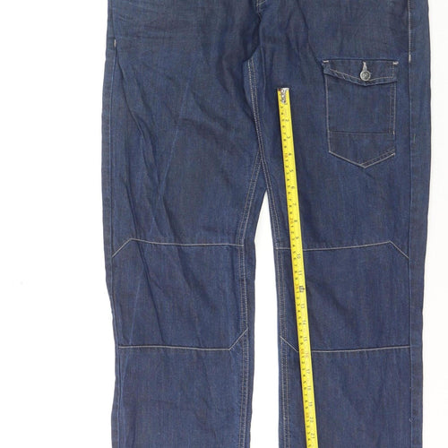 Crafted Men's Blue Denim Straight Jeans 34R Regular Fit