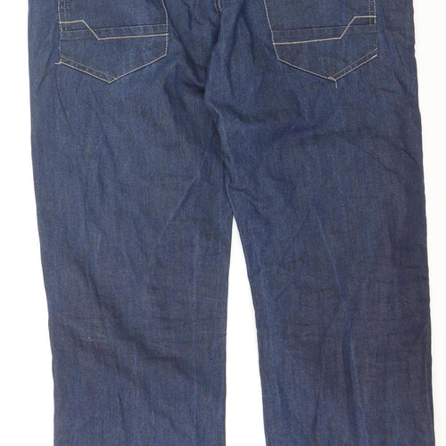 Crafted Men's Blue Denim Straight Jeans 34R Regular Fit