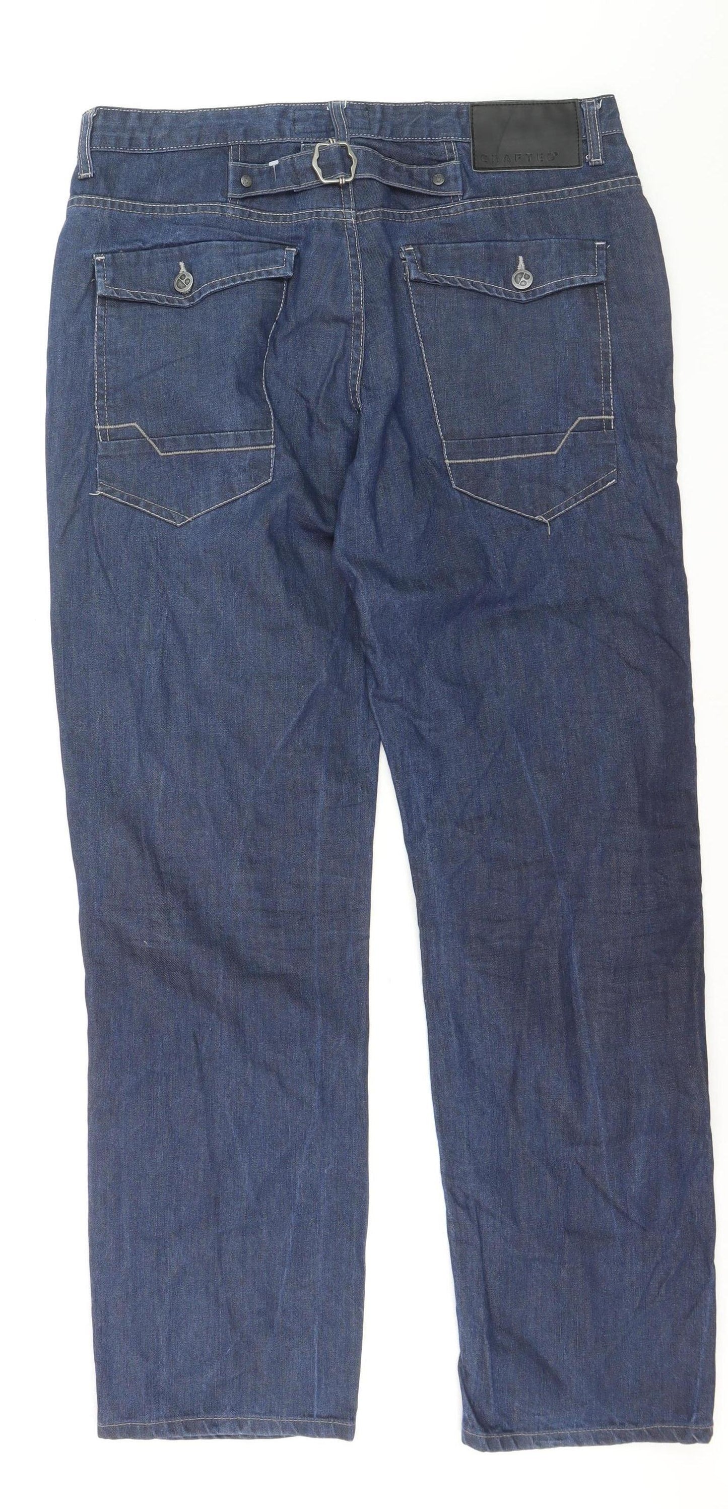 Crafted Men's Blue Denim Straight Jeans 34R Regular Fit