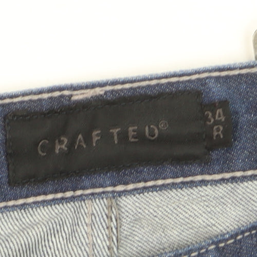 Crafted Men's Blue Denim Straight Jeans 34R Regular Fit