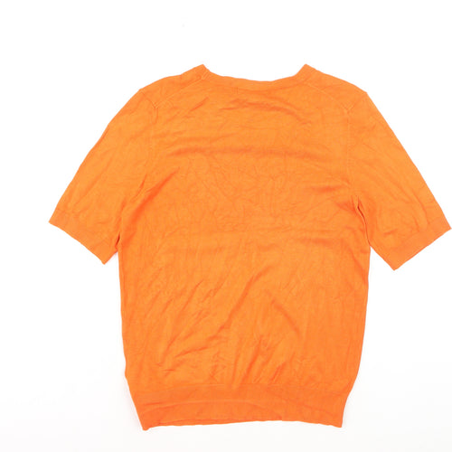 Dunnes Womens Orange Short Sleeve Crew Neck Knit Jumper M