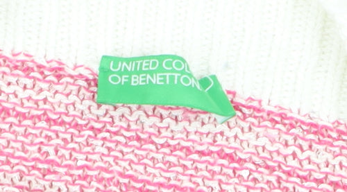 United Colors of Benetton Women's Multicoloured Striped Knit Jumper M