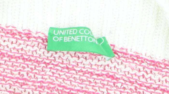 United Colors of Benetton Women's Multicoloured Striped Knit Jumper M