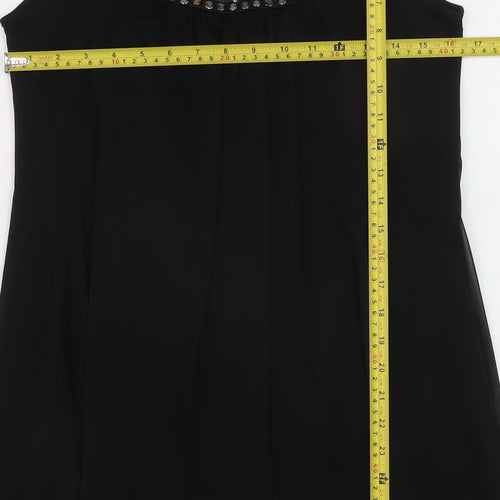 Dorothy Perkins Women's Black Beaded Chiffon Tunic Blouse Size 10