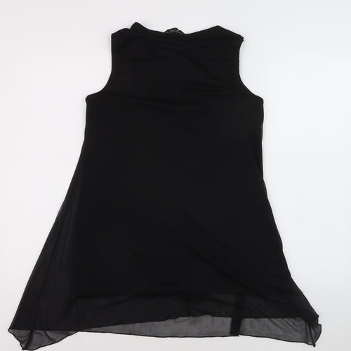 Dorothy Perkins Women's Black Beaded Chiffon Tunic Blouse Size 10
