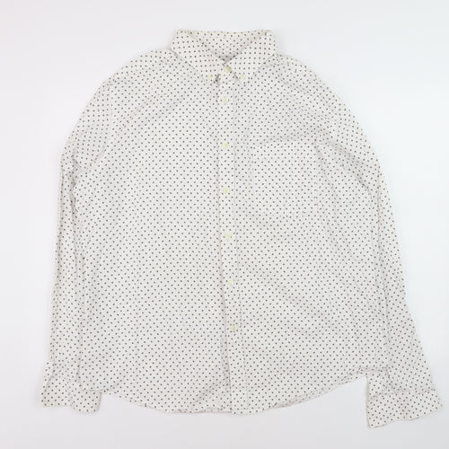 Goodfellow & Co Women's White Printed Button-Up Shirt XL Cotton Slim Fit