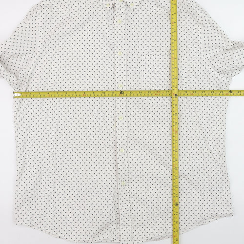 Goodfellow & Co Women's White Printed Button-Up Shirt XL Cotton Slim Fit