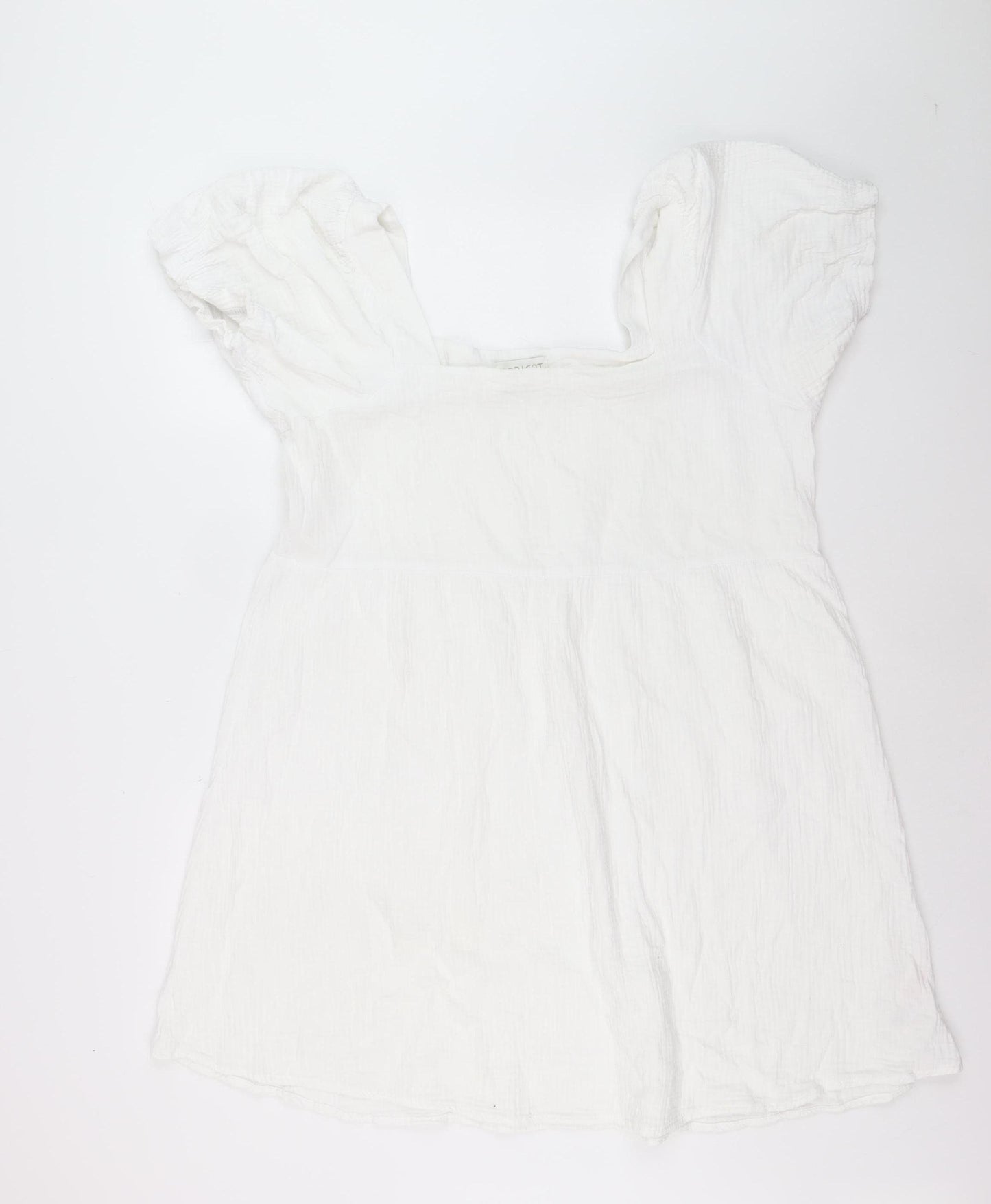 Apricot Womens White Cotton Puff Sleeve Tunic Blouse Size 16