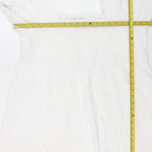 Apricot Womens White Cotton Puff Sleeve Tunic Blouse Size 16