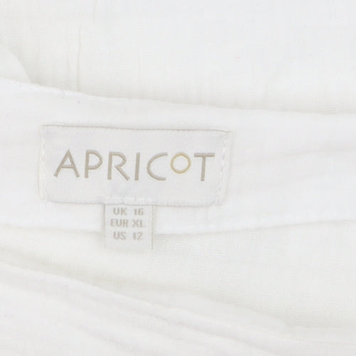 Apricot Womens White Cotton Puff Sleeve Tunic Blouse Size 16
