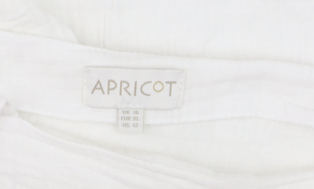 Apricot Womens White Cotton Puff Sleeve Tunic Blouse Size 16