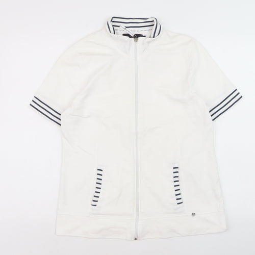 Paco Marine Women’s White Nautical Zip Polo XL Cotton Top