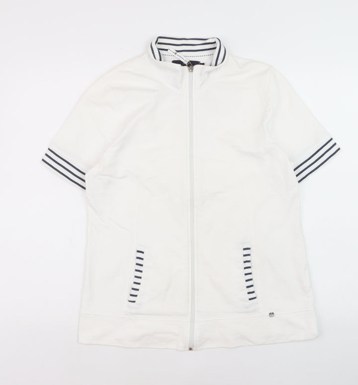 Paco Marine Women’s White Nautical Zip Polo XL Cotton Top