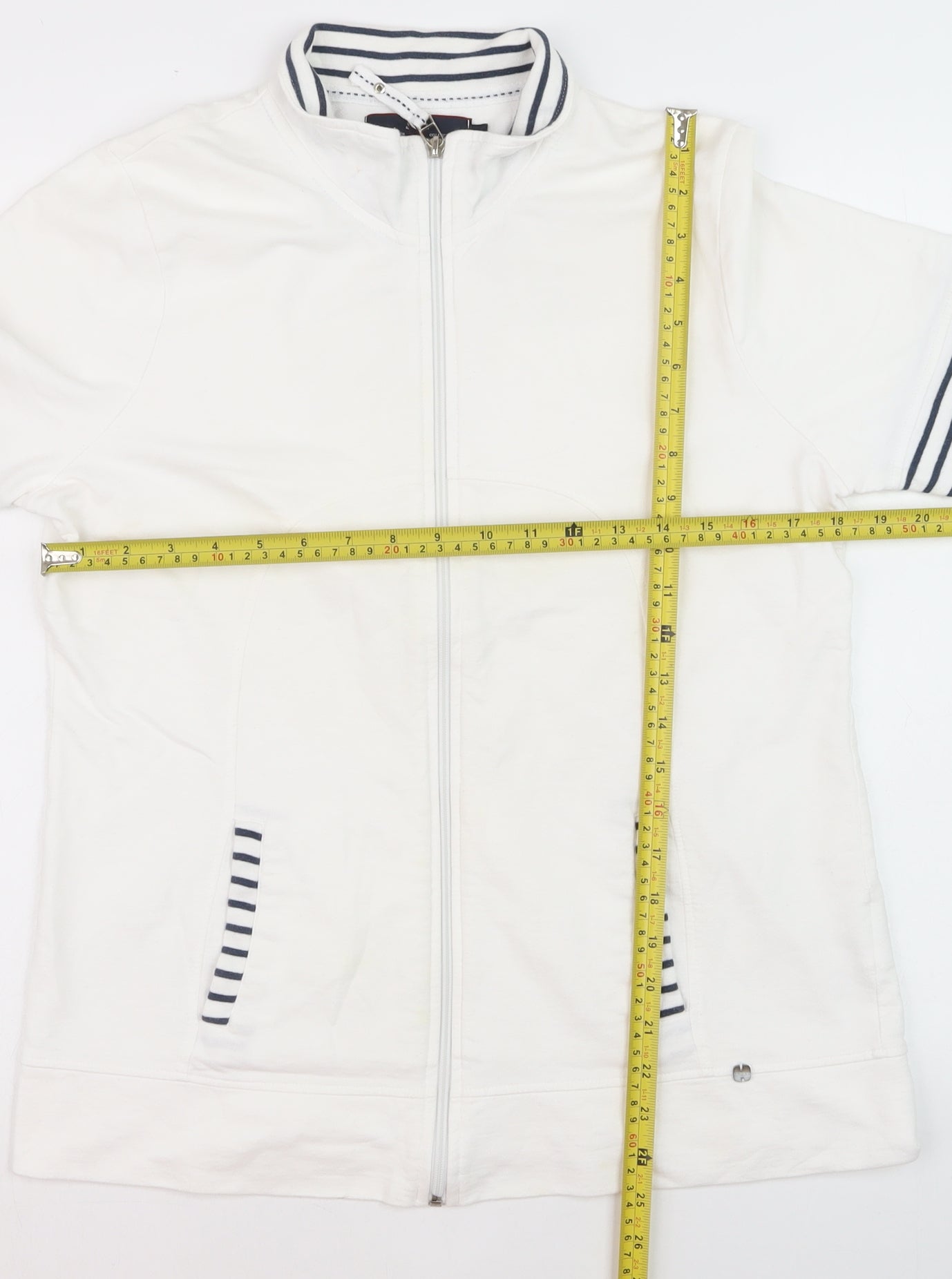 Paco Marine Women’s White Nautical Zip Polo XL Cotton Top