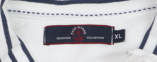 Paco Marine Women’s White Nautical Zip Polo XL Cotton Top
