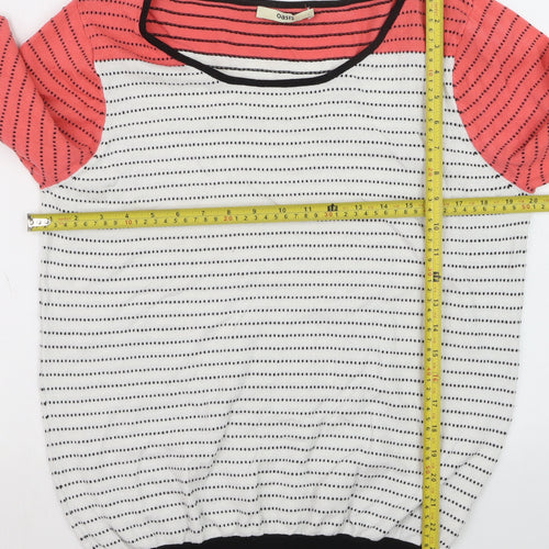 Oasis Women Multicoloured Striped Cotton Knit Pullover Jumper Size L
