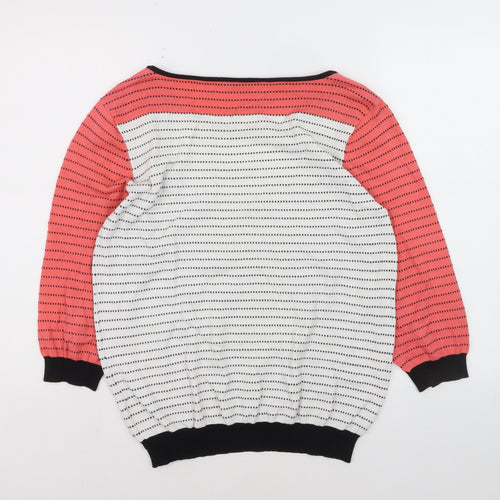 Oasis Women Multicoloured Striped Cotton Knit Pullover Jumper Size L
